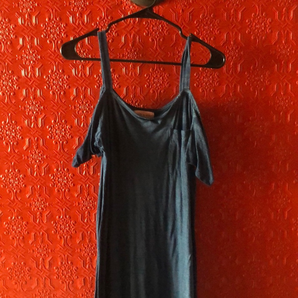 Navy maxi cold shoulder dress